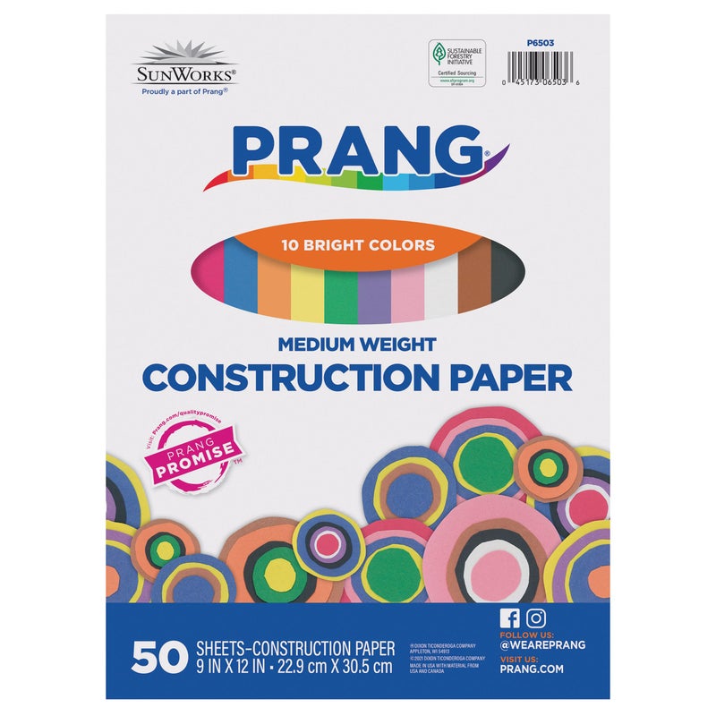 Prang (Formerly SunWorks) Construction Paper, 10 Assorted Colors, 9" x 12", 50 Sheets - Image 1